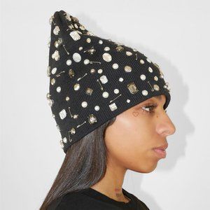 Black Rhinestone Beanie